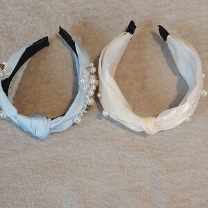 Pearl Embellished Headbands in Blue and White